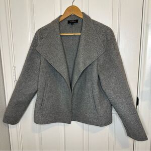 Talbots Wool Blend Grey Knit Open Front Jacket L Quiet Luxury Office Corporate